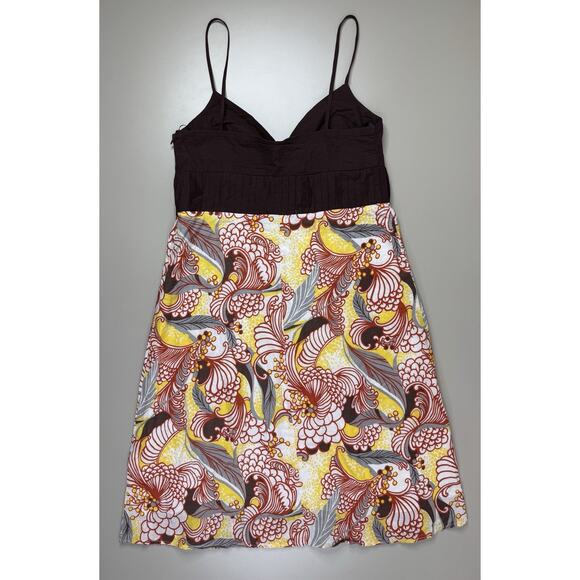 VTG 90s Y2K Intrigue Babydoll Dress Womens 10 Brown Floral Retro Geo Made In USA - Picture 13 of 15